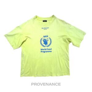 🔴 Balenciaga WFP Logo T-Shirt - Neon Yellow Blue XS